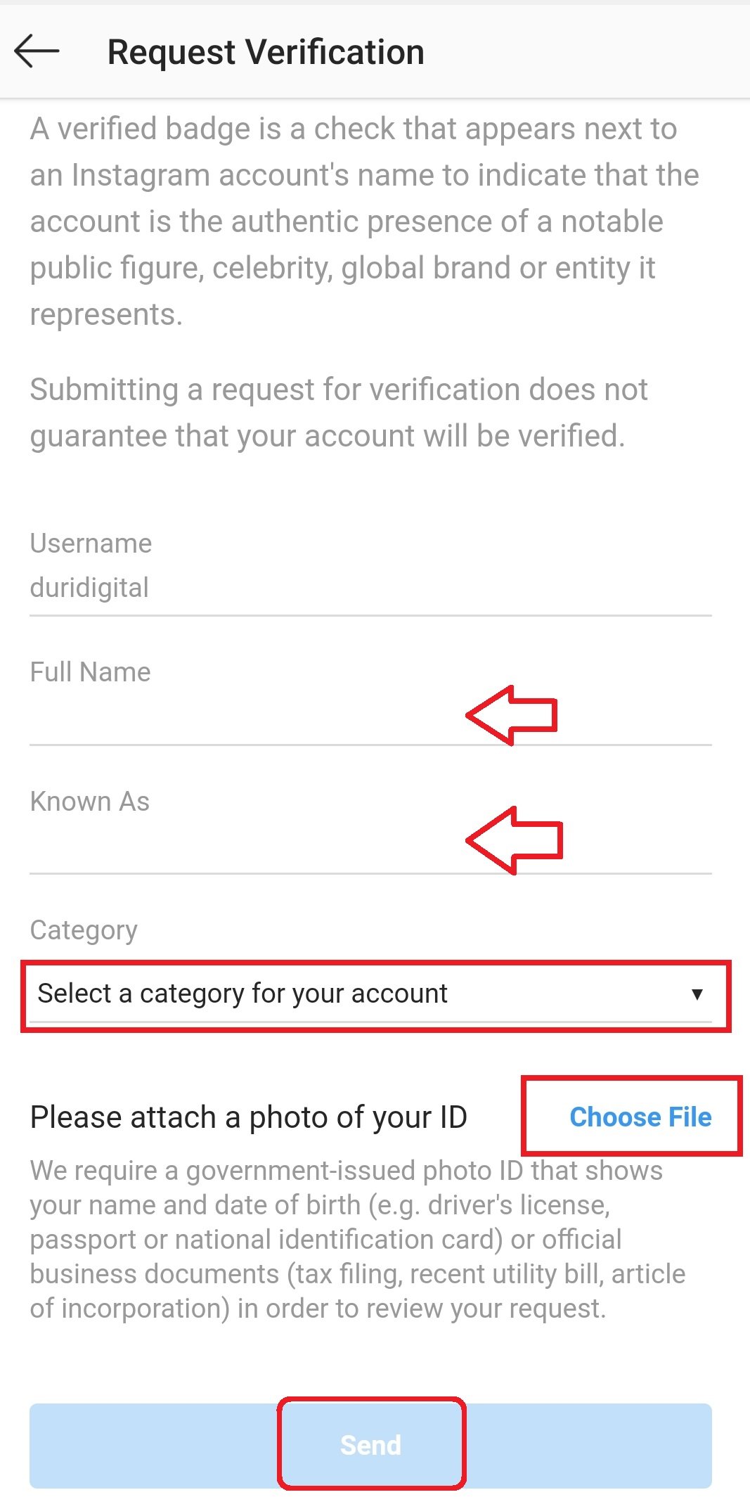 Instagram Verification step 5